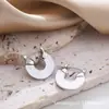 Pendientes de Aro Transfronterizos Europeos y Americanos con Concha Marina Natural Cortada en Forma de Abanico Incrustados en Oro y Plata Pendientes de Doble Cara para Mujer
