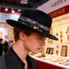 Sombrero de Lana de Ala Plana Estilo Hepburn con Estampado Paisley Francés para Hombres y Mujeres, Sombrero Retro Jazz de Socialité Británica para Otoño e Invierno