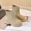 Botas de Punto Grueso de Colores Dulces para Niños 2025 Otoño Nuevas Botas para Mujer Estilo Británico Popular Transfronterizo Botas para Niños