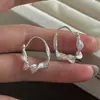 Pendientes de Plata de Ley S925 Estilo Coreano Diseño de Nicho Forma de C Ola Adornos de Oreja Simples Retro Estilo Coreano Venta al por Mayor