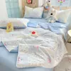 Colcha Fresca de Verão, Colcha Individual de Algodão Puro para Ar Condicionado, Colcha Fina Lavável à Máquina, Conjunto de Quatro Peças de Colcha de Verão para Dormitório Estudantil