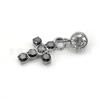 F136 Titanium Ear Nail Pingente de Cruz Cilíndrica com Zircão 5A G23 Liga de Titânio Corpo Humano Punção Jóias Orelha Osso Prego