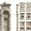 Ventana Curva Multipanel GRG Paneles de Pared Tallados para Toda la Casa Líneas de Ventana Arqueada Francesas Integradas Espacio de Vida de Residencia Grande