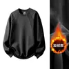 Trendy Men's Autumn and Winter Sweatshirt American Round Neck Pullover Loose Casual Japanese Style Solid Color Fleece Thick Versatile T-Shirt