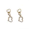 Pendientes de plata 925 con forma de gota de amor, con forma de aguja, de estilo coreano Dongdaemun, con diamantes huecos, sencillos y elegantes, para mujer.