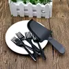 Conjunto de Talheres para Bolo, Faca, Garfo e Prato Descartáveis para Bolo, Faca, Garfo e Prato de Aniversário Combinação Três em Um, Caixa de Presente com Material Ecológico