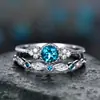 Anillo Sanjie Europeo y Americano Wish nueva moda todo-partido circón anillo de mujer cobre plateado micro-incrustado anillo de esmeralda