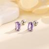 Pendientes de diamante coloreado ovalado con forma de oreja, estilo retro, con temperamento pequeño, estilo viento frío, con forma de oreja, dopamina, geométricos, morados.