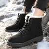 Botas de Nieve Unisex de Caña Media-Alta, Talla Grande, Estilo Invierno Nuevo, Botas Martin con Forro de Felpa y Acolchado, con Cordones Delanteros, Zapatos de Algodón Cálidos