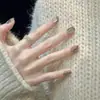 Manicura Uñas Portátiles Ojo de Gato Parches de Uñas Hechos a Mano Color Champaña Uñas Postizas Mayoreo Extraíbles y Versátiles