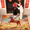 Felpudo de Entrada Año del Caballo, Raspa-Suciedad para Entrada, Felpudo de Terciopelo de Cristal Resistente al Desgaste, Resistente a Manchas, Fácil de Limpiar, Felpudo Antideslizante