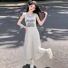 Vestido de Verano Nuevo Estilo para Niñas, con Diseño de Dibujos Animados Dulce y Lindo, Falso Dos Piezas sin Mangas, Estilo Princesa Suave y a la Moda