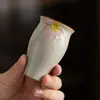 Xícara de chá de porcelana azul e branca, xícara de chá de kung fu de cerâmica, xícara de mestre, xícara individual, conjunto de chá para casa, xícara em formato de flor