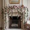 Colgante de pared de rosas, decoración de planta artificial para paredes de restaurante, cesta colgante de planta verde artificial, colgante de pared de rosas para balcón