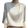 Transfronterizo 2025 Nueva Ropa de Seda Helada para Mujer Escote Plisado Camiseta de Verano para Mujer Moda Camisa Ajustada Ropa Chaleco