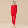 Conjunto de Ropa Interior Térmica de Lyocell para Otoño e Invierno para Hombre, Tops y Pantalones Térmicos Gruesos con Forro Polar, Capa Base Delgada a Prueba de Frío para Mujer