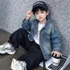 Jaqueta Jeans Masculina Outono 2026 Novo Estilo Crianças Tendência Legal Primavera Outono Jaqueta Solta Menino Lindo Top