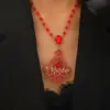 Colar Pingente de Cristal Estilo Retrô Nova Moda Europeia e Americana Transfronteiriço para Mulheres, Liga de Metal Incrustada com Strass, Colar Luxuoso e de Alta Qualidade