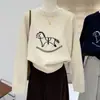 Suéter de Tricô Pulôver Manga Longa Casual Estilo Coreano Cartoon Pônei Jacquard Outono e Inverno 2025 Feminino Solto Gola Redonda Macio e Aconchegante