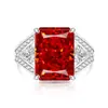 Anel Rainha com Flores de Gelo Coloridas, Corte Quente Mais Vendido para Transmissão ao Vivo, com Diamantes de Alto Carbono Super Brilhantes, Anel Fashion e Luxuoso, Disponível para Dropshipping