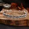 Atacado de fábrica joias de prata de lei S925 pulseira de âncora de círculo completo Seiko pulseira aberta simples retrô de prata tailandesa