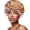 Gorro de Noche de Doble Capa con Borde para Orejas Más Vendido de Amazon, Elegante Gorro Elástico Rizado para el Cabello de Mujer, Gorro de Ducha para Salón de Belleza