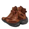 2025 Novas Botas Femininas Outono e Inverno Couro Bovino de Primeira Camada Cadarço Retro Tênis Pai Botas de Boxe Botas Maillard Simples Botas Curtas