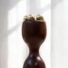 Masajeador de Ojos con Cuentas de Palosanto y Latón Rodillo Masajeador de Doble Cabeza para Cuidado de Ojos y Masajeador de Palo para Lifting y Firmeza Facial