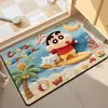 Tapete de piso de tierra de diatomeas Crayon Shin-chan para baño, ambiente de verano, absorbente de agua, secado rápido, antideslizante, resistente a la suciedad, resistente al desgaste para entrada