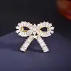 Broche de Laço Exquisito Simples Estilo Coreano Cheio de Zircônia Pequeno Versátil Elegante Alfinete Alta Costura Moda Corsage para Roupa