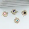 Al por mayor Estilo Coreano Patrón Ojo del Diablo de Palma Goteo de Aceite Aleación Collar Pulsera Colgante Doble Colgante Joyería Accesorios DIY