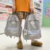 Mochila Ligera con Rayas Gris Azuladas Estilo Japonés, Adecuada para Estudiantes de Secundaria, para Clase, Viajes Diarios y Uso al Aire Libre
