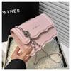 Bolsa de corrente com textura da moda de comércio exterior feminina 2023 nova bolsa quadrada pequena de ombro com textura crossbody pura da moda