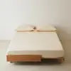 100% Algodón de Fibra Larga Alta Densidad de Hilos Cepillado Pieza Única Algodón Puro Grosor Sábana Ajustable Cobertura Total Todo Algodón Cubre Cama Color Sólido Satén