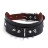 Collar Punk de Cuero PU Estilo Rock Punk Europeo y Americano Cadena para Clavícula con Pinchos Collar para Cuello Femenino Bar Discoteca