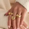Anillo de Moda Rococo Dulce Fresco Floral Chapado en Oro Real de 18K Europeo y Americano Transfronterizo En Stock al por Mayor Dazan