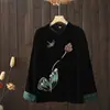 Outono 2024 Novo Estilo Chinês Bordado Pesado Emagrecedor Aveludado Versátil Moda Camisa de Veludo de Manga Longa
