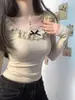 Ropa de Otoño 2025 Nueva Camiseta de Otoño para Mujer con Cuello en U y Manga Larga Camiseta Básica Estilo Coreano Ropa de Otoño Temprano Tops