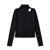 Camiseta Base de Cuello Medio Alto para Mujer 2023 Otoño e Invierno Nueva Llegada Pequeña Máquina Calado Interior de Manga Larga Cuello Clavícula Camiseta Top Mujer