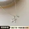 Colar com Pingente de Estrela do Mar e Concha de Verão para Mulheres, Design de Nicho, Corrente para Clavícula Versátil, Acessório de Corrente para Pescoço Estilo Férias na Praia