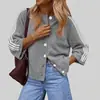 Chaqueta de béisbol a rayas de bloques de color estilo europeo y americano para mujer, nueva colección otoño/invierno 2026, corte holgado, versátil, moderna y casual
