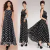 Vestido Largo de Mujer Europeo y Americano Amazon, Vestido de Verano, Gasa de Lunares Blanco y Negro, Falda Acampanada, Falda con Lazo, Cintura Alta