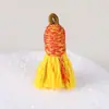 Pingente de Borla Pequena de Fio de Algodão Enrolado à Mão Estilo Xizang, Material para Pulseira DIY Feito à Mão, Ornamento de Borla Curta com Tampa Rosqueada