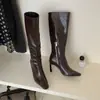 Botas Longas de Salto Alto Estilo Su Su 2026 Novo Estilo Botas Longas de Salto Alto Pretas Estilo Simples Não Acima do Joelho Botas de Temperamento