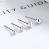 Aretes Doudou de Plata de Ley S999 para Agujeros en las Orejas Aretes Geométricos Esféricos Brillantes Aretes Pequeños Joyería Simple Sin Perforación para Orejas