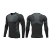 Body de Base de Alta Elasticidade para Uso Externo Masculino Corrida Esportes Ciclismo Secagem Rápida Respirável Estampado Manga Longa Camiseta Top de Treino