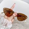 Gafas Personalizadas de Montura Pequeña Gafas de Sol Retro Estilo Ojo de Gato Europeas y Americanas Gafas de Sol de Moda para Hombre y Mujer Letra F Sin Montura Espejo de Corte Lateral