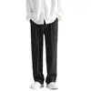 Pantalones Estilo Hong Kong para Hombre Estudiante Cortos Rectos Estilo Coreano Holgados de Pierna Ancha Pantalones de Traje Casual para Jóvenes Hombre