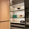 Liga de Alumínio Prateleira de Vidro Lâmpada Decoração Moderna Minimalista Estrutura de Alumínio Prateleira Estrutura Preta Dourado Escovado Luxo Leve com Luz