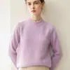 Suéter de punto liso 100% cachemira pura para mujer, nuevo estilo otoño e invierno, base de punto holgada y favorecedora